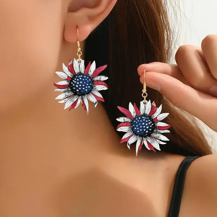 Ladies nan handmade sunflower earrings in star banner design Kalsten