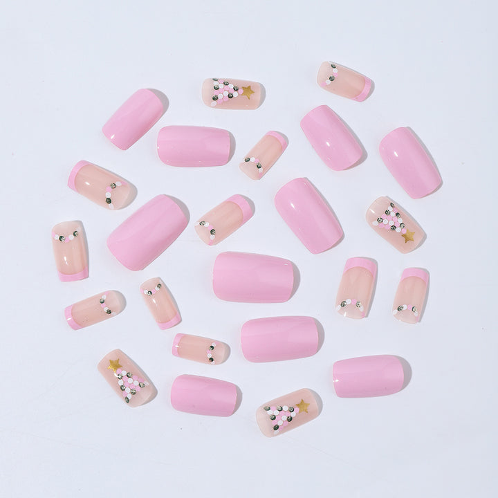 Artificial nail set with festive Christmas tree design and glitter decorations Kalsten