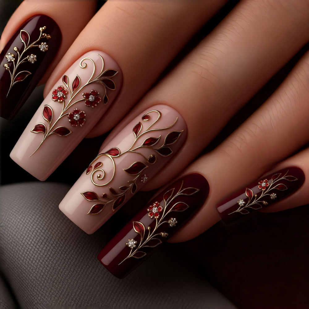 Artificial nails with elegant floral decorations Kalsten