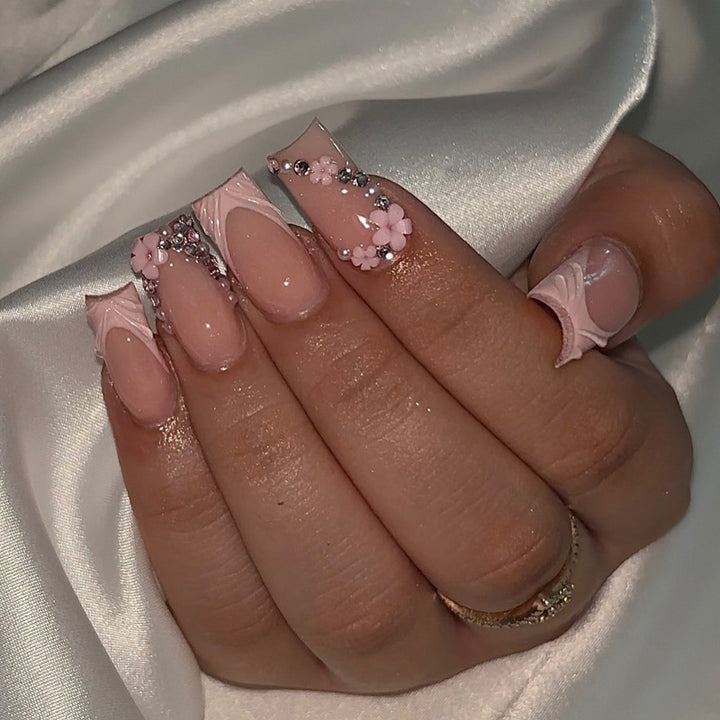 Elegant Floral Acrylic Press-On Nail Set Kalsten