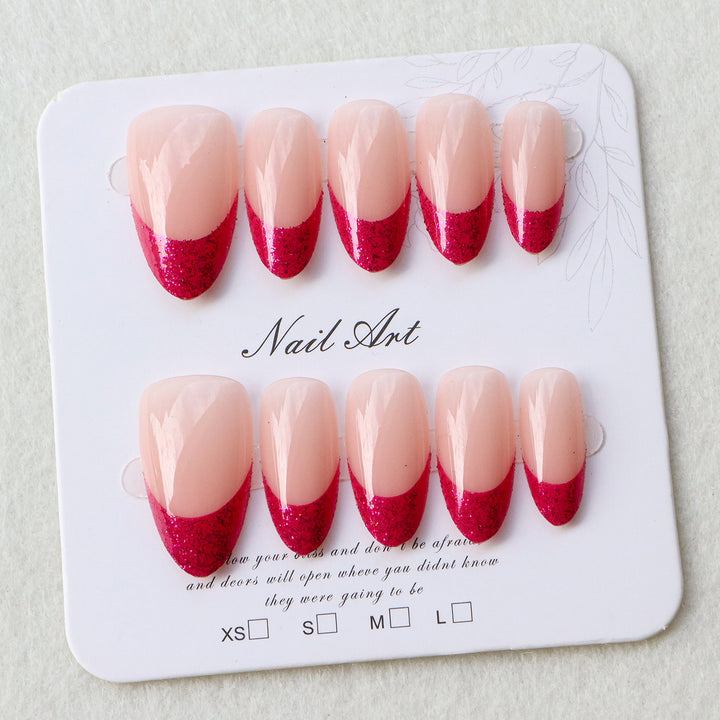Glamorous Glitter French Tip Press-On Nails