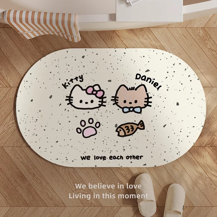 Cute Kitty-Themed Memory Foam Bath Mat Kalsten