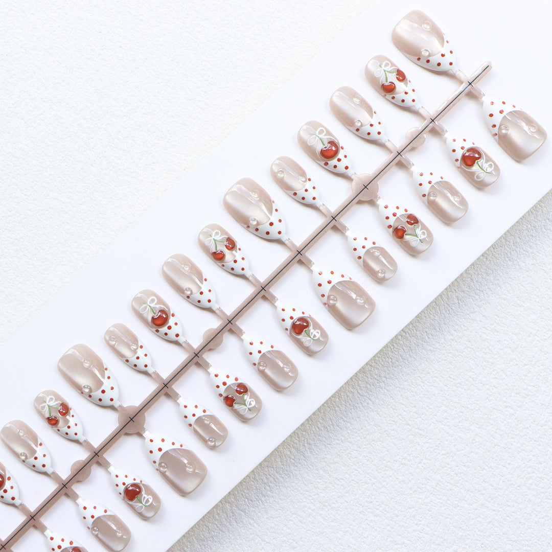 Charming Cherry-Themed Press-On Nail Set Kalsten