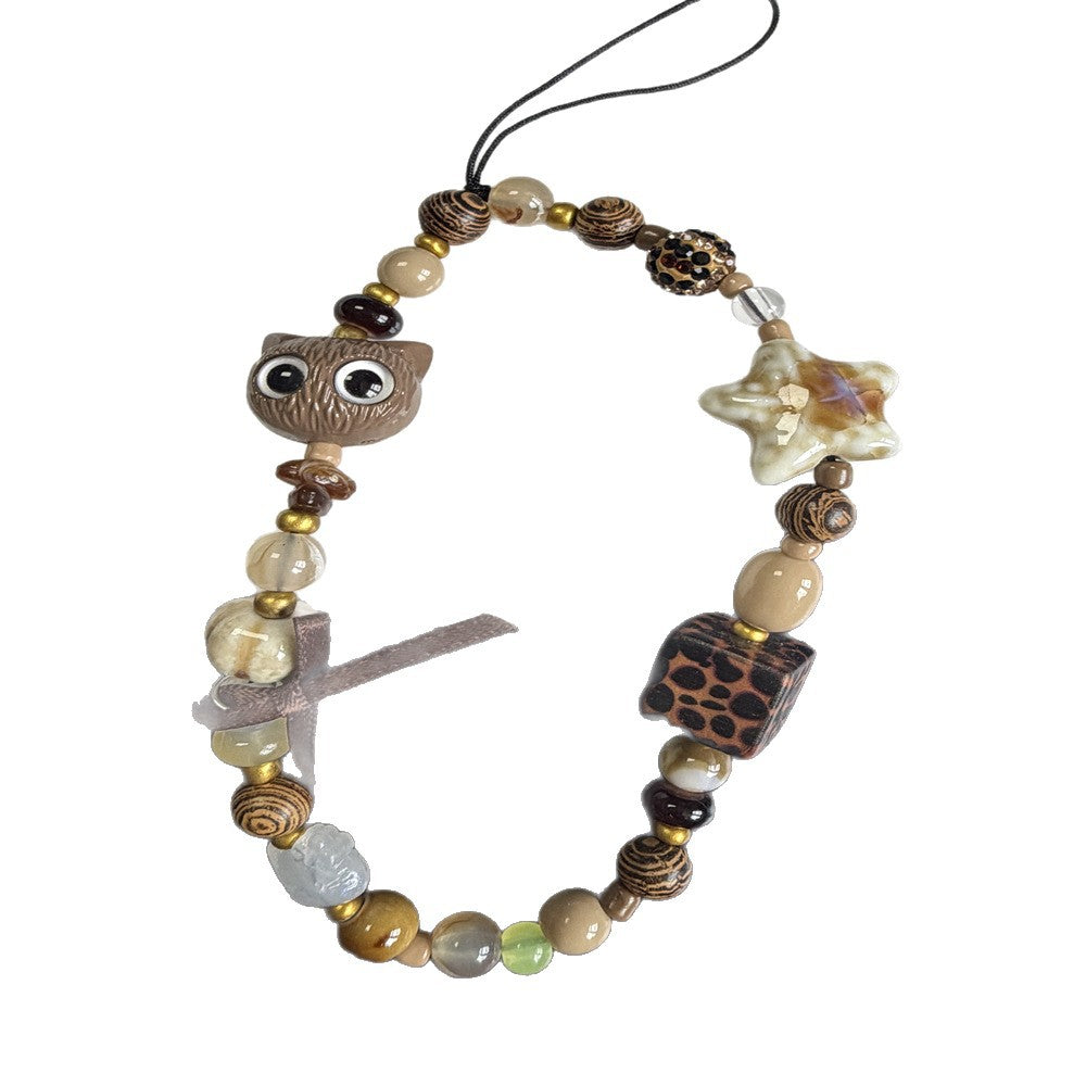 Decorative Beaded Owl Charm Phone Accessory Kalsten