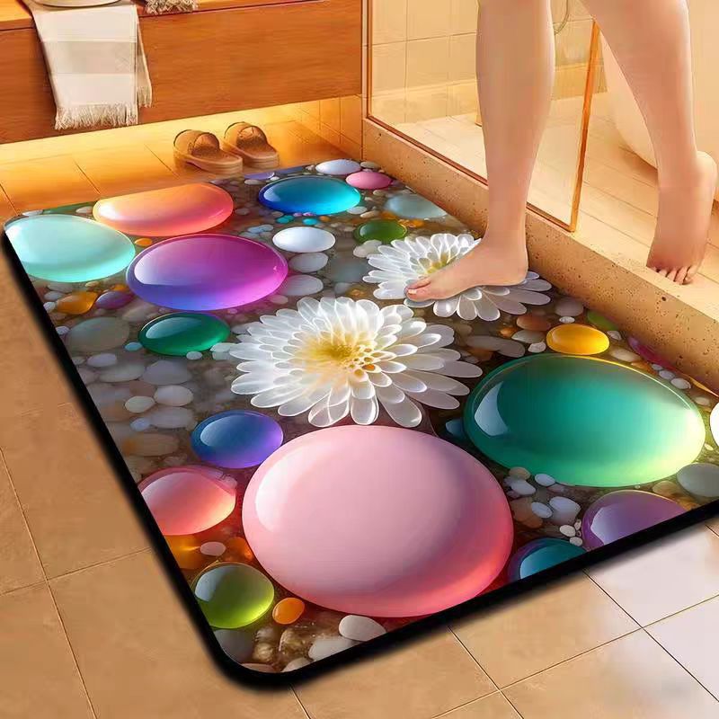 Decorative Floral Pattern Bath Mat Kalsten