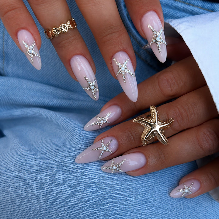 Artificial nail set with elegant star motifs Kalsten