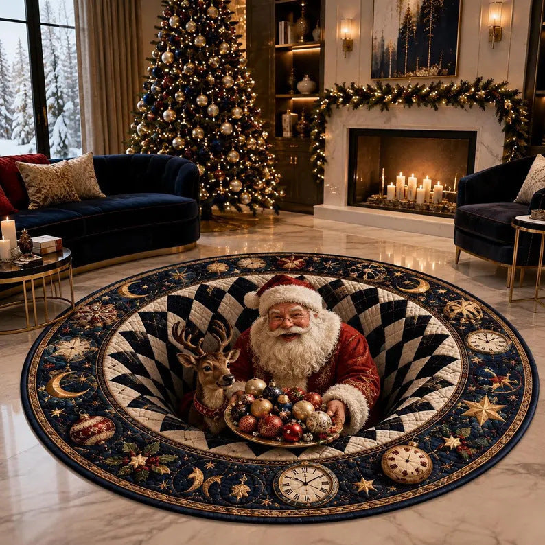 3D Holiday-Themed Circular Area Rug for Home