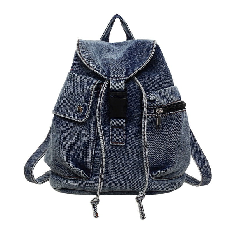 Casual Denim Drawstring Backpack Kalsten