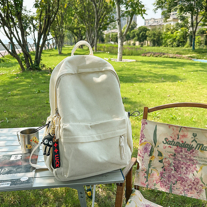 Corduroy Textured Casual Backpack Kalsten