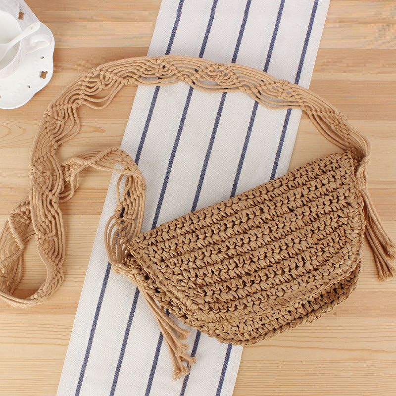 Macramé Shoulder Bag with Elegant Fringe Decoration Kalsten