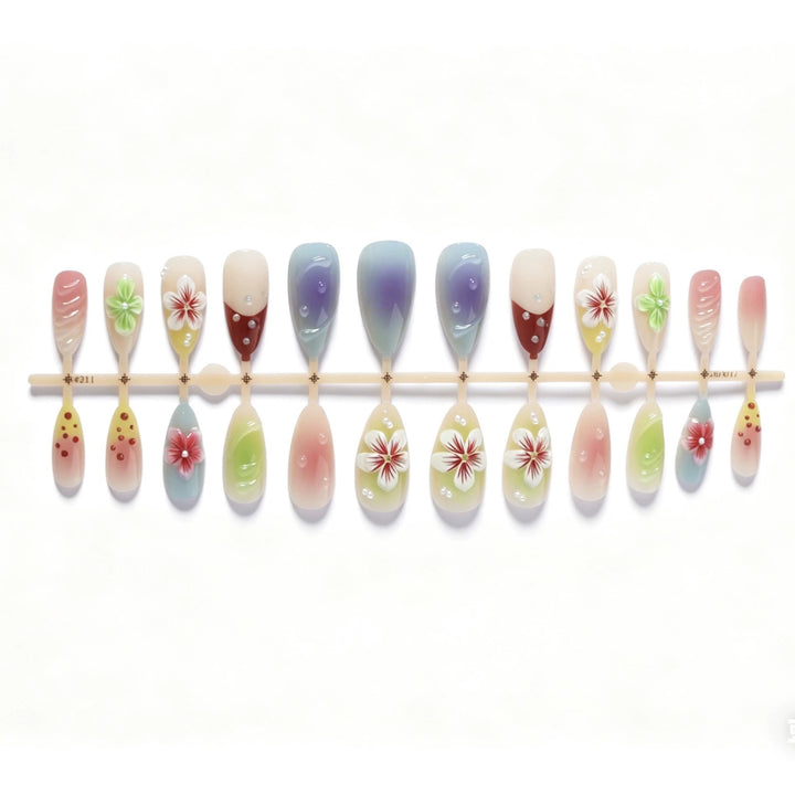 Artistic Floral Gradient Press-On Nail Set Kalsten
