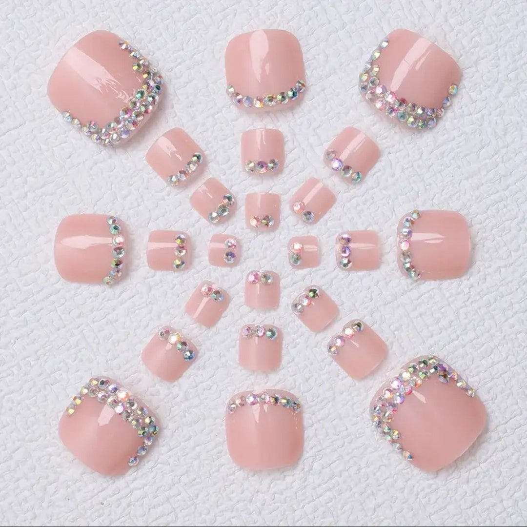 Decorative Rhinestone-Embellished Press-On Toenails 1790727372