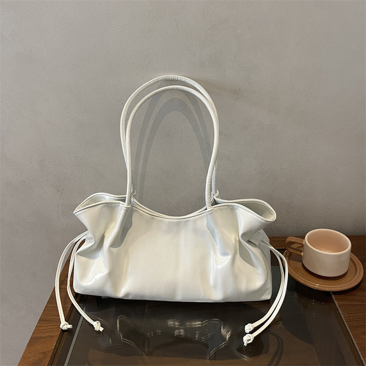 Glossy Faux Leather Handheld Tote Bag