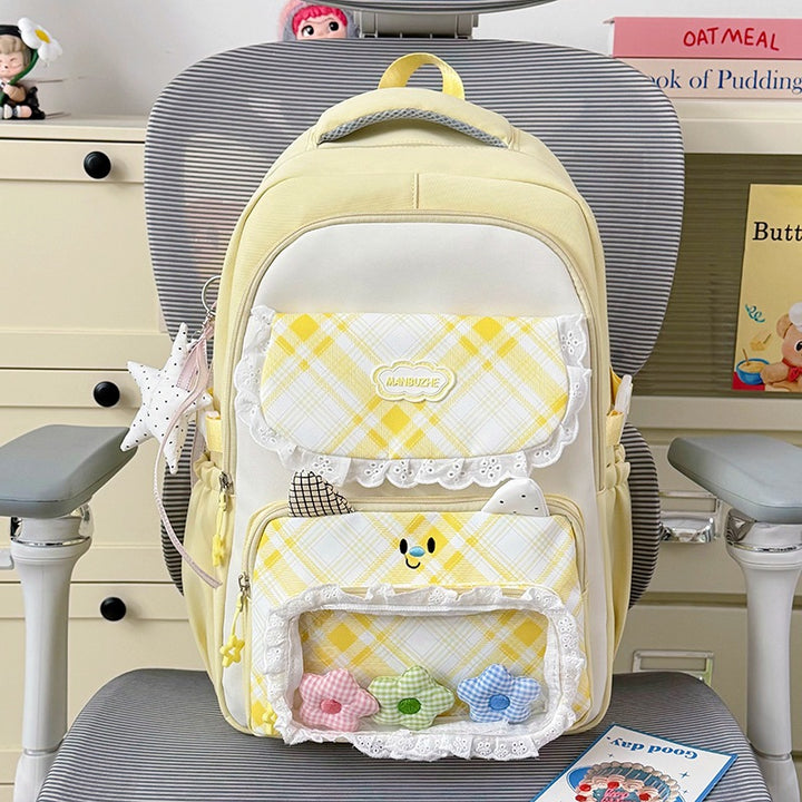 Stylish Multi-Pocket Backpack with Cute Decorative Accents Kalsten