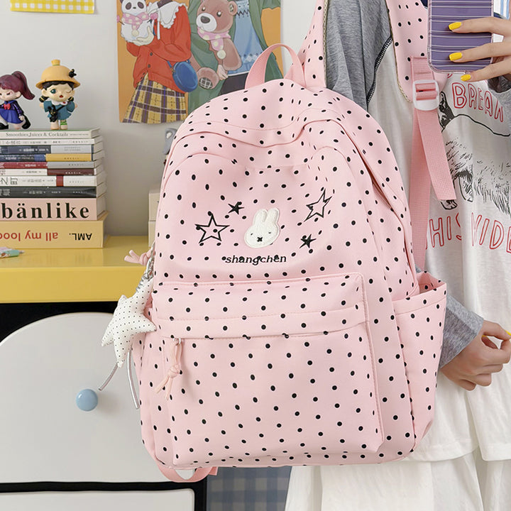 Playful Polka Dot Bunny-Themed Backpack Kalsten