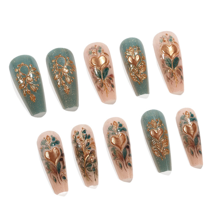Artificial nails with floral design elements Kalsten