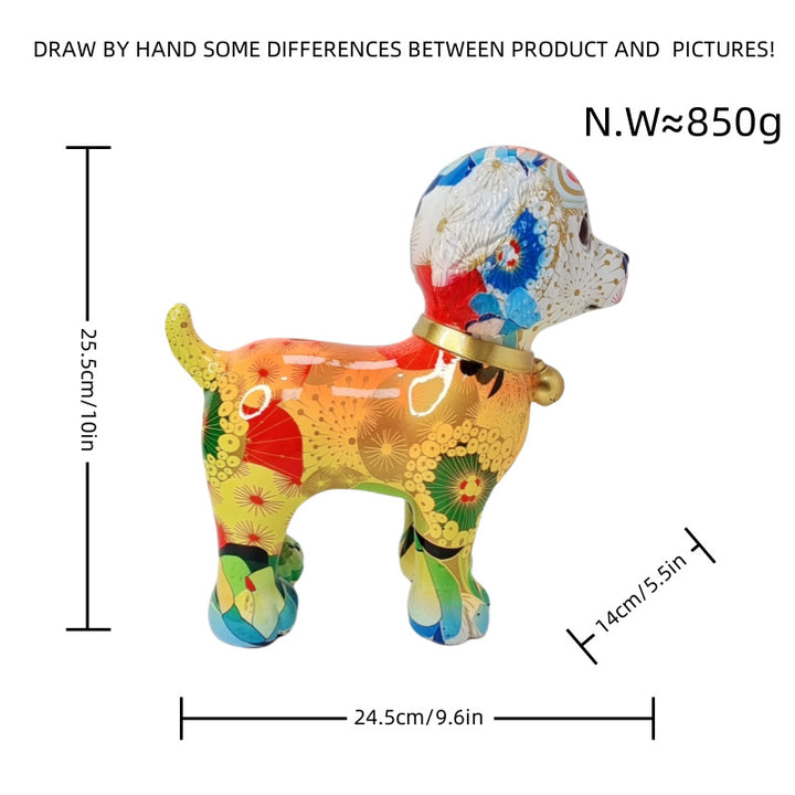 Artful dog sculpture with colorful design Kalsten