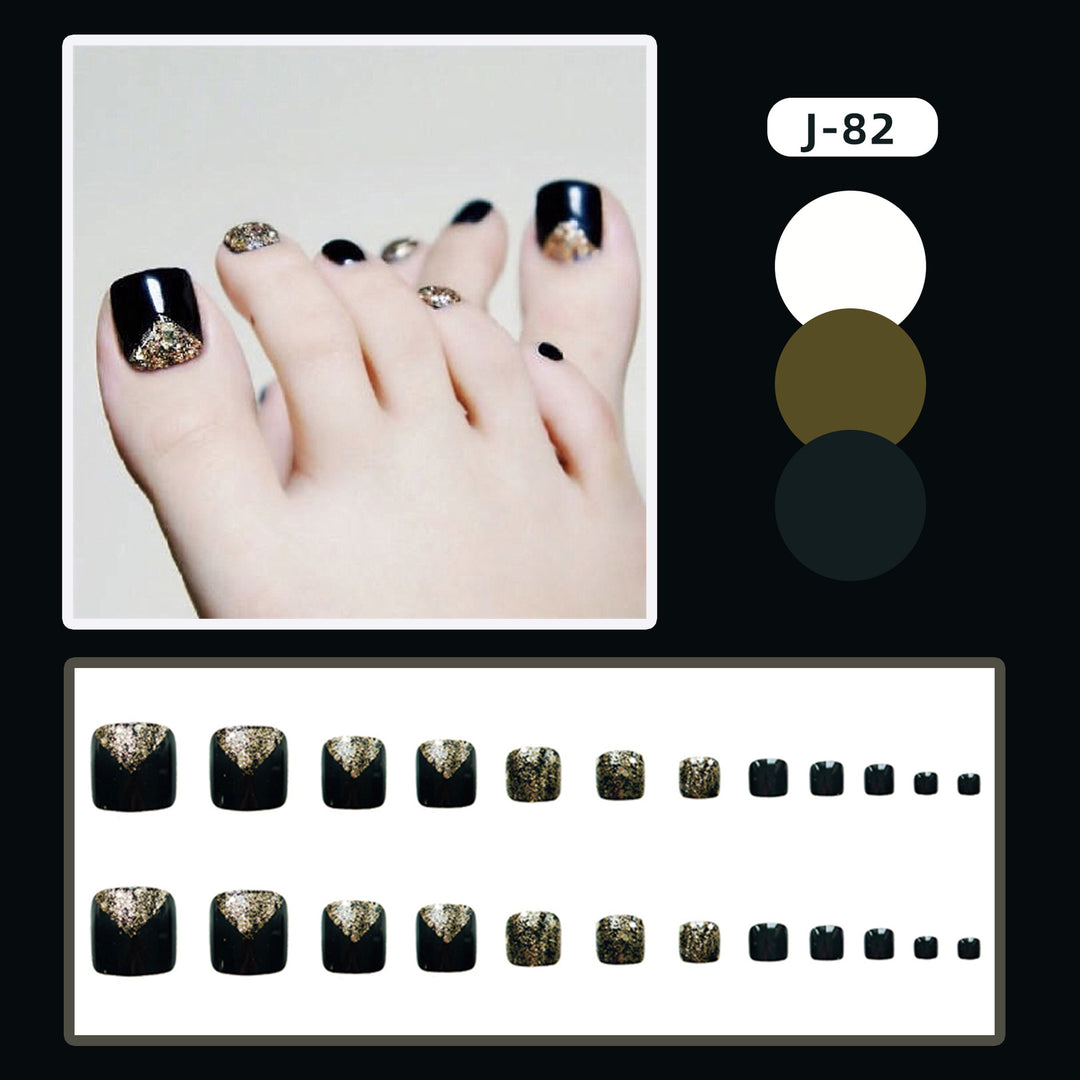 Glamorous Glitter-Enhance Press-On Toenail Set