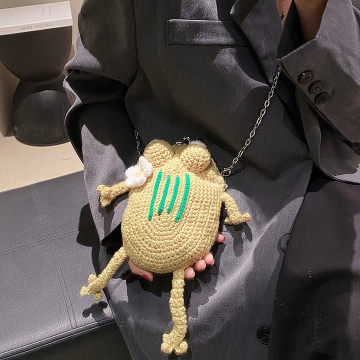 Frog-Shaped Crochet Mini Handbag