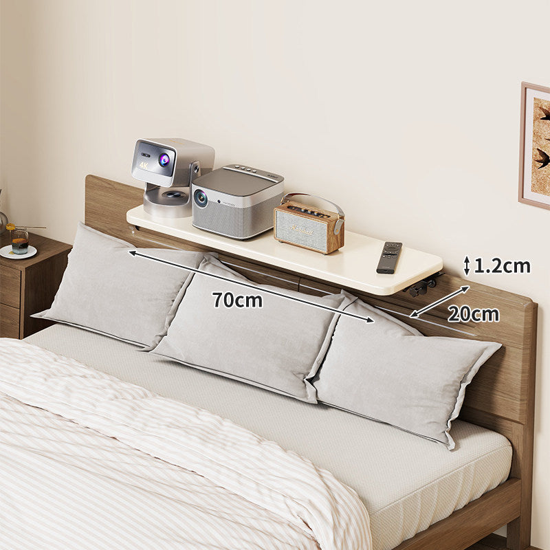 Wall-Mounted Slim Floating Headboard Shelf with Rounded Corners and Concealed Brackets