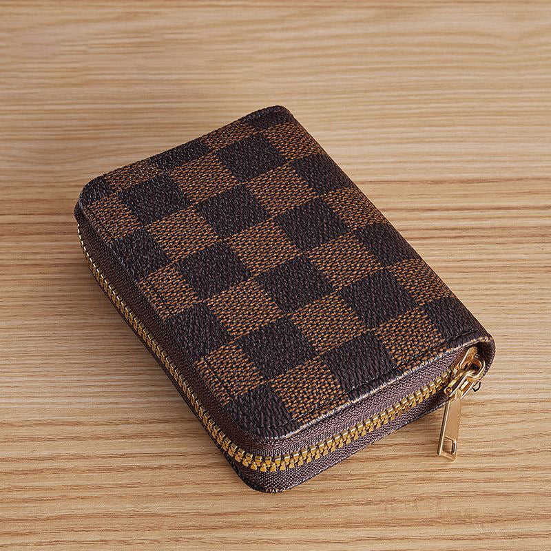 Checkerboard Pattern Zippered Wallet