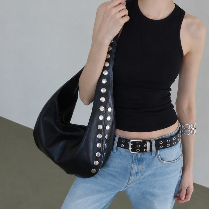 Studded Hobo Handbag