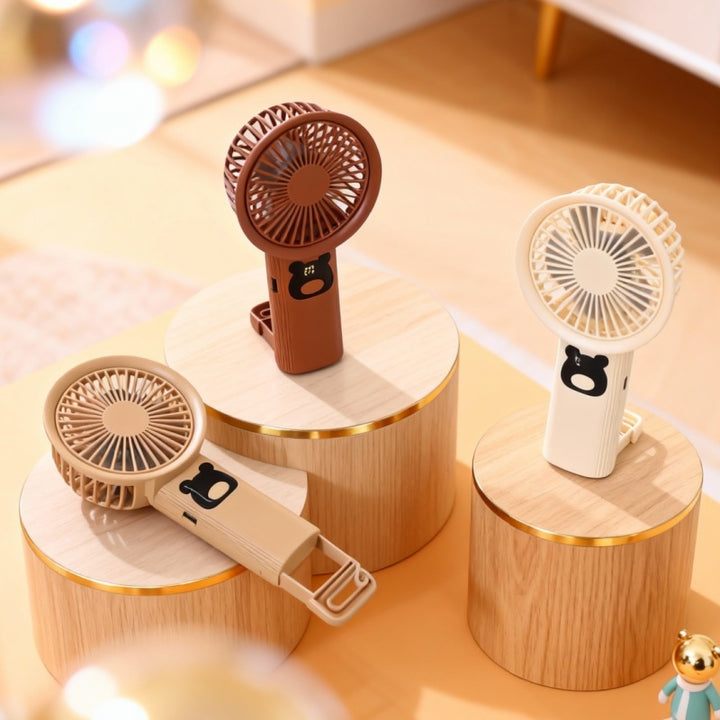 Women portable handheld fan with playful bear design Kalsten