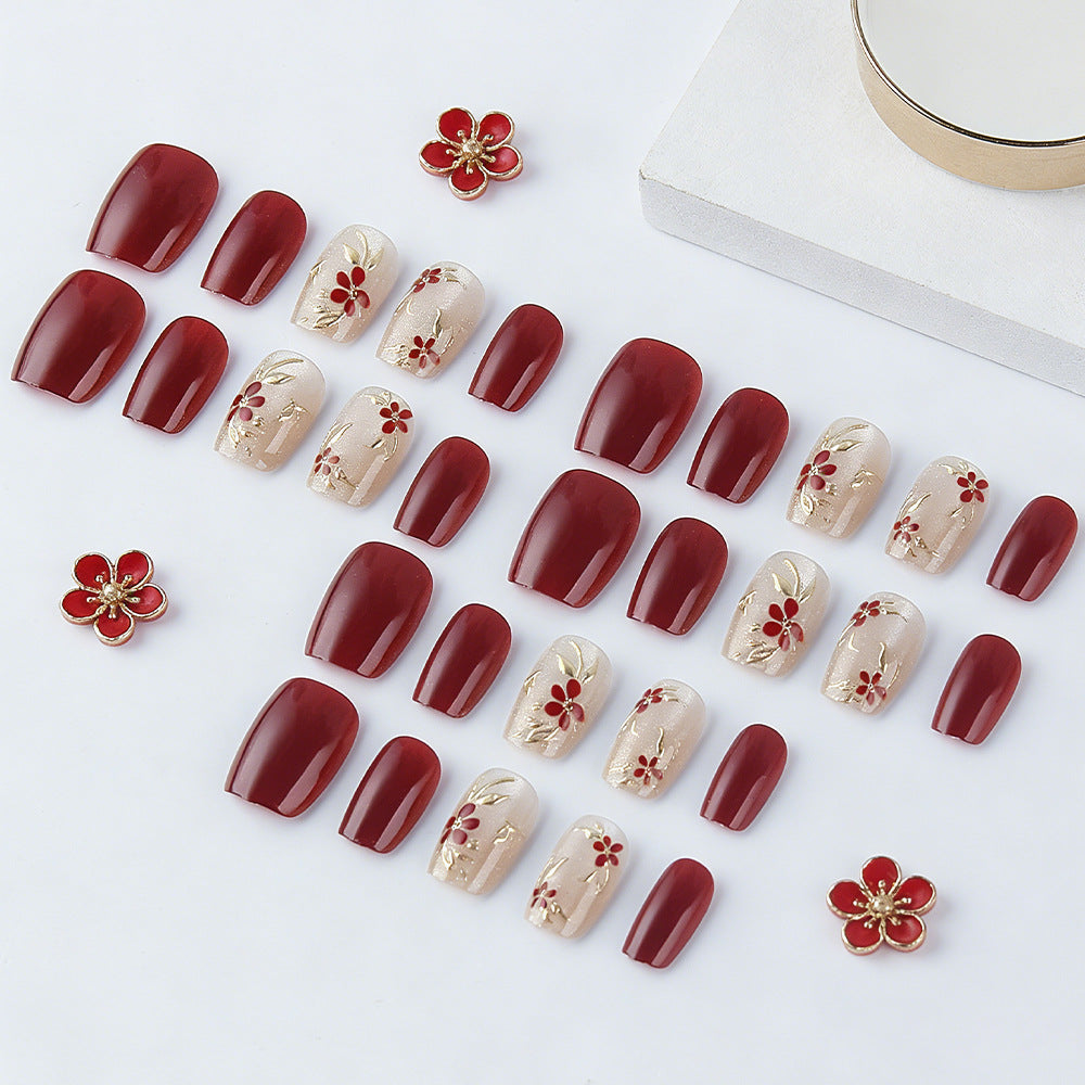 Elegant Floral Press-On Nail Set Kalsten