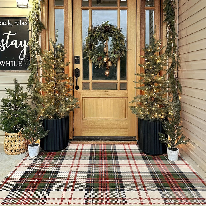 Festive Plaid Entry Mat