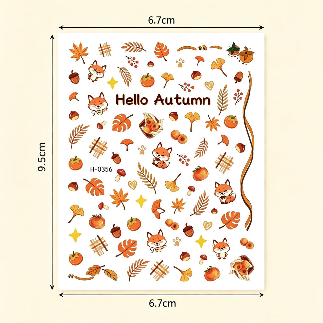 Autumn-Themed Nail Art Sticker Sheet
