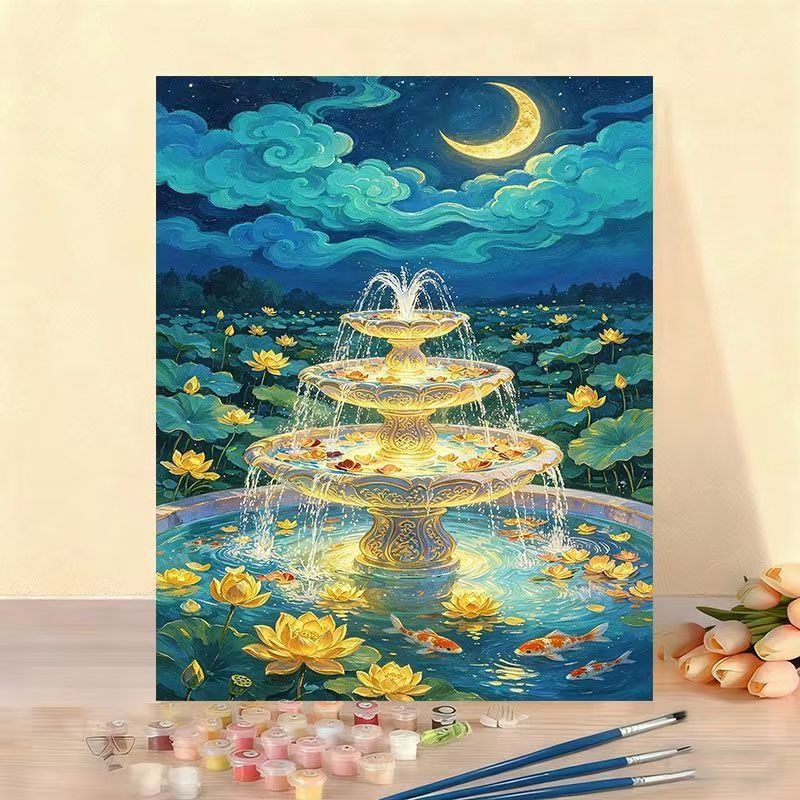 DIY Watercolor Fountain Paint by Numbers Kit Kalsten