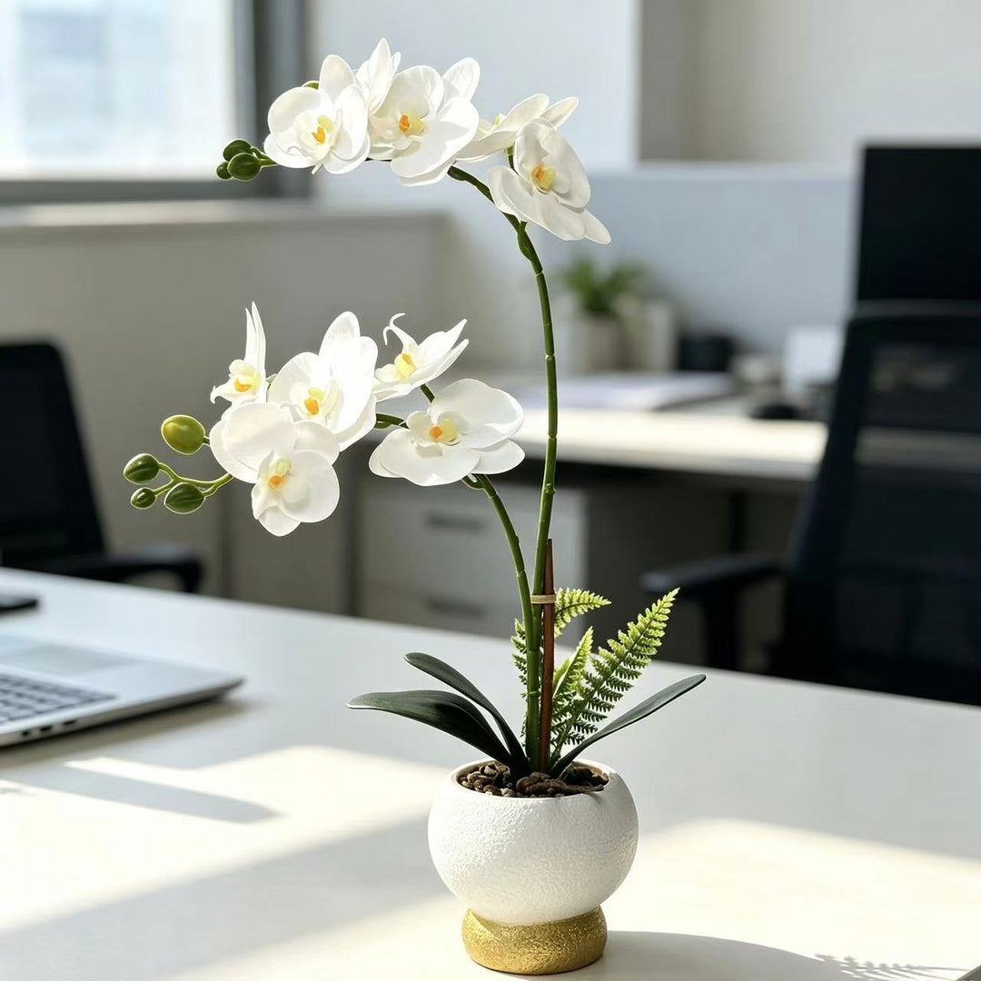 Elegant Faux Orchid Pot Arrangement