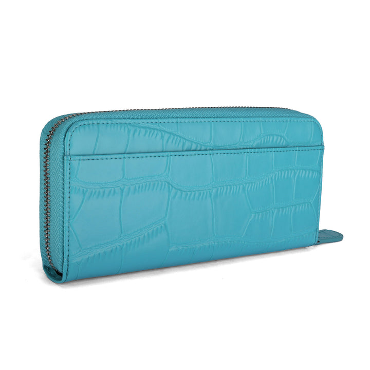 Crocodile-Embossed Zip-Around Wallet Kalsten