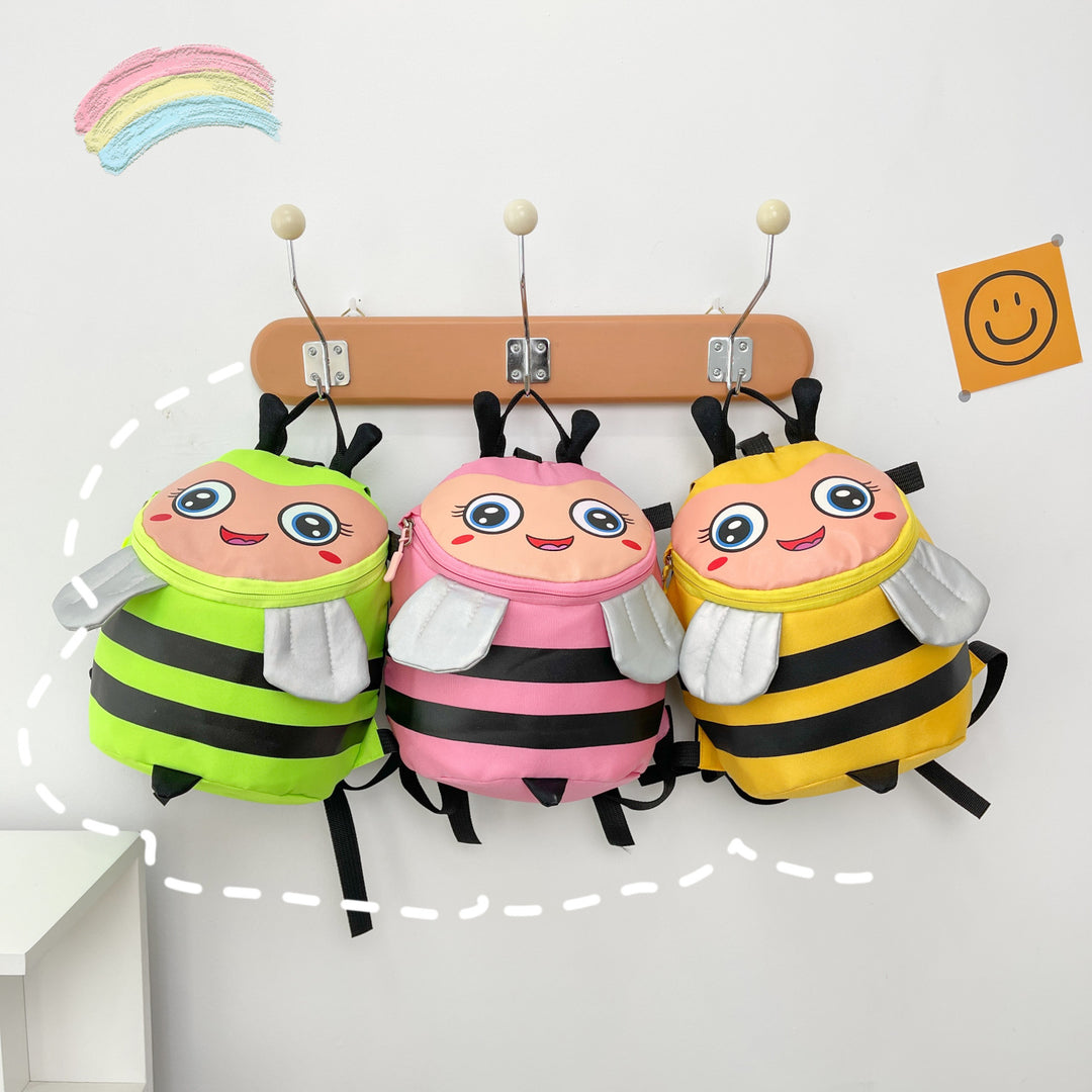 Plush backpack with bee motif and practical compartments Kalsten
