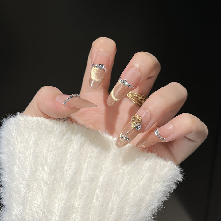 Glamorous Crystal-Studded Stiletto Press-On Nails Kalsten