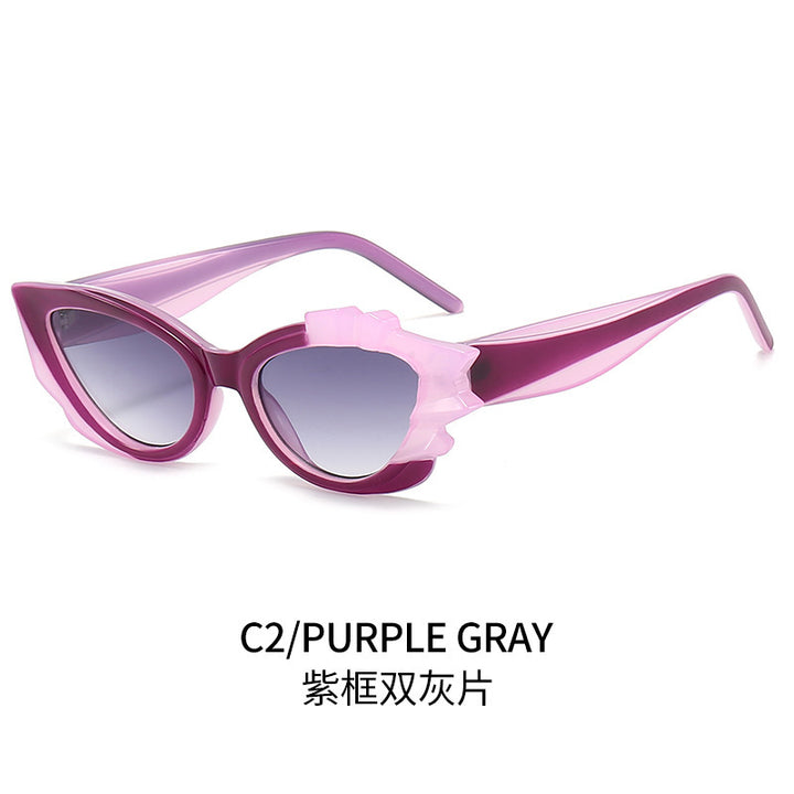 Ladies Cat-Eye Sunglasses with Eye-Catching Flower Frame Kalsten