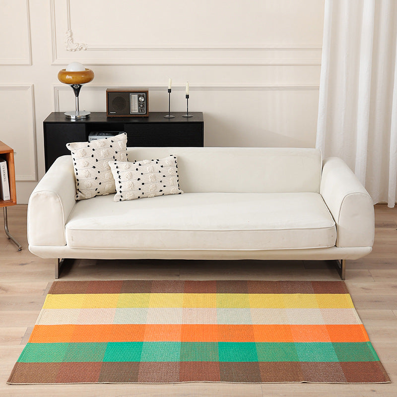 Striped Flat-Woven Cotton Rug in Kilim Style Kalsten