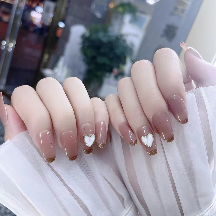 Decorative Press-On Nail Set with Heart Design Kalsten