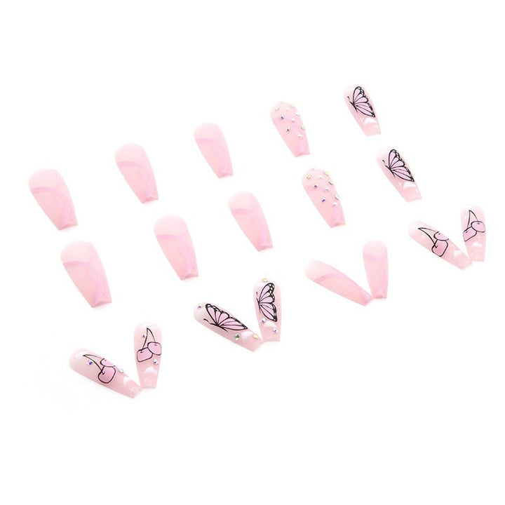 Decorative Press-On Nail Art Set with Butterfly Accents