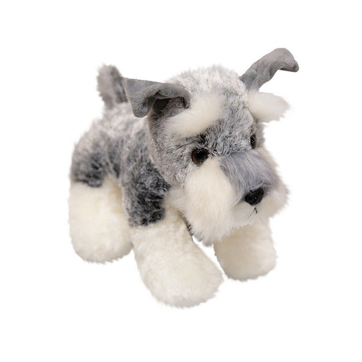 Realistic Schnauzer Plush Standing Stuffed Dog with Soft Faux Fur & Embroidered Details Kalsten