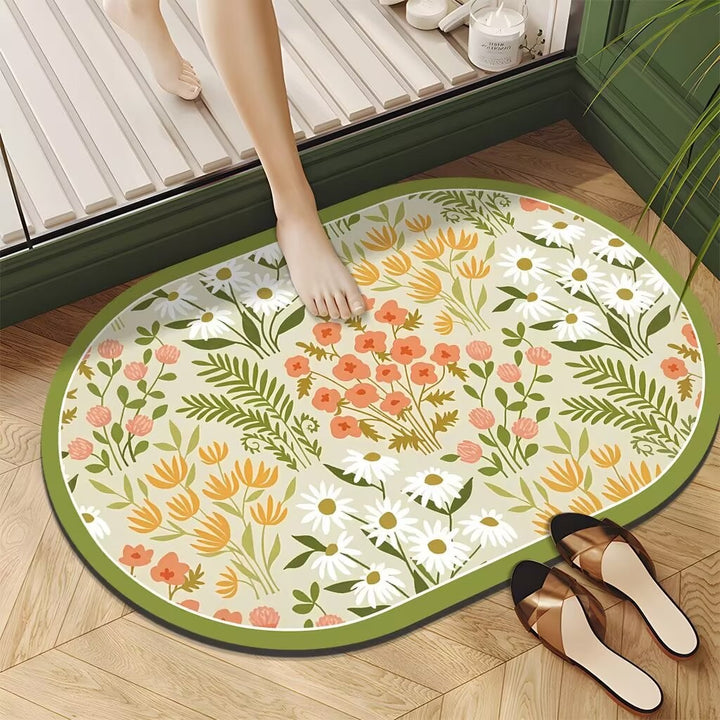 Artistic Floral Design Bath Mat