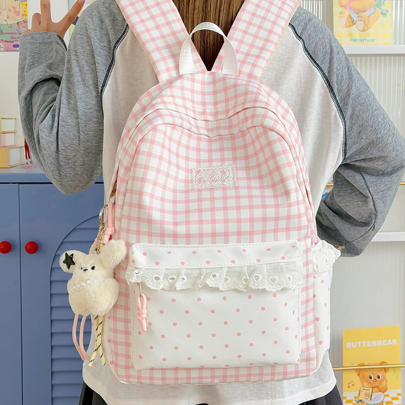 Stylish Gingham Print Casual Backpack Kalsten