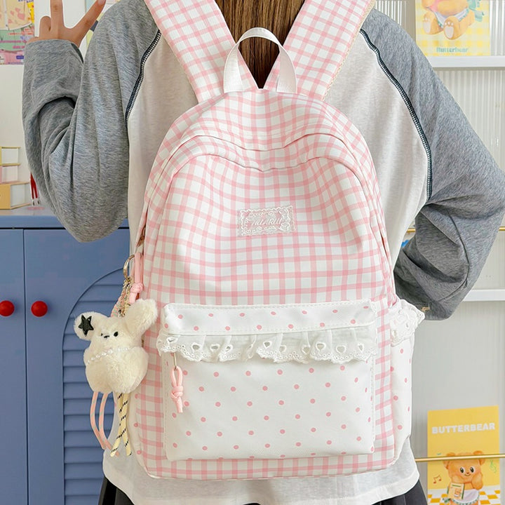 Stylish Gingham Print Casual Backpack Kalsten