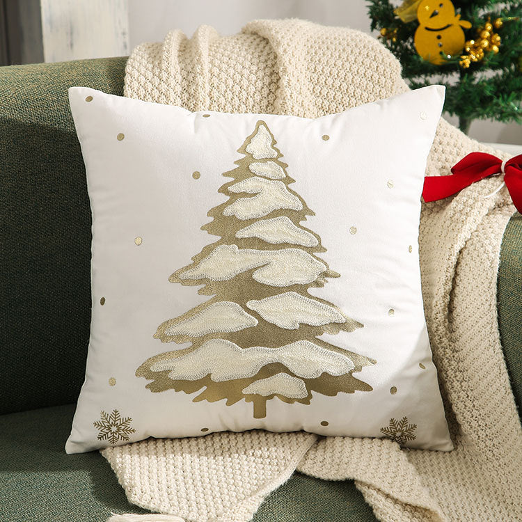 Decorative Holiday Throw Pillow with Deer Silhouette