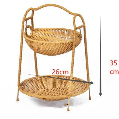 Two-Tiered Woven Fruit Display Stand Kalsten