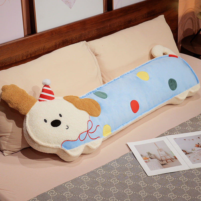 Extra-long plush body pillow in cat shape with neck support