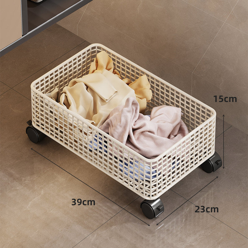 Rolling Mesh Underbed Storage Basket with Locking Casters and Carry Handles