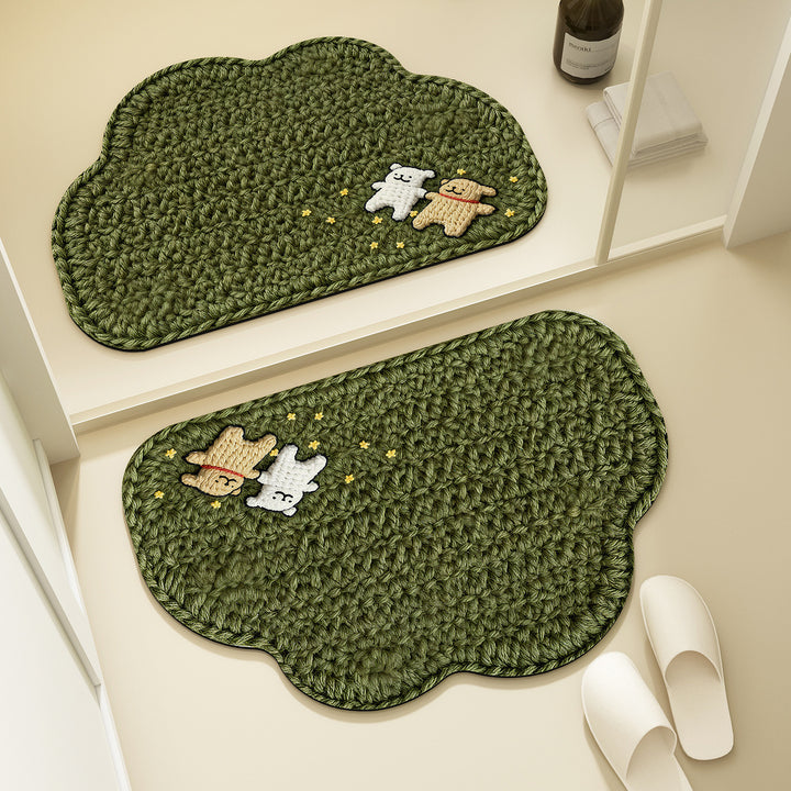 Bear-Shaped Plush Bath Mat for Bathroom