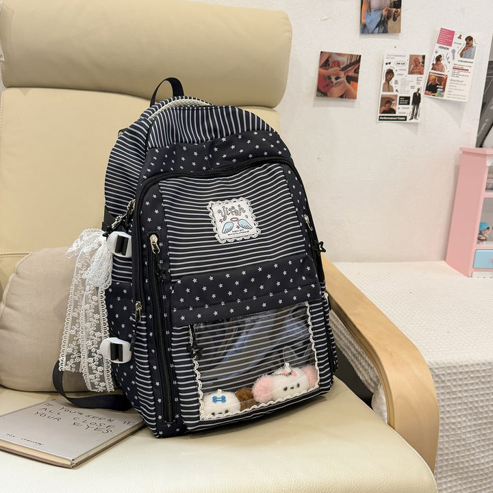 Trendy Striped School Backpack Kalsten