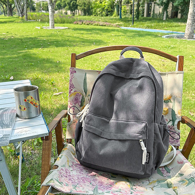 Corduroy Textured Casual Backpack Kalsten